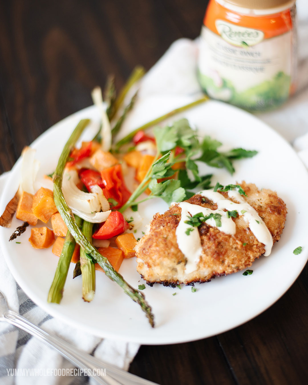 Parmesan & Panko Chicken and Roasted Vegetables Recipe